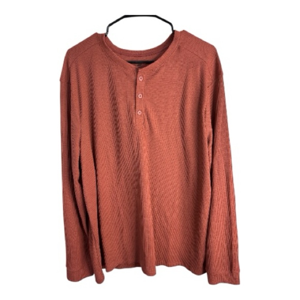 All in Motion Men's Brick Red Long Sleeve Waffle Knit Henley Size 2XL NWT